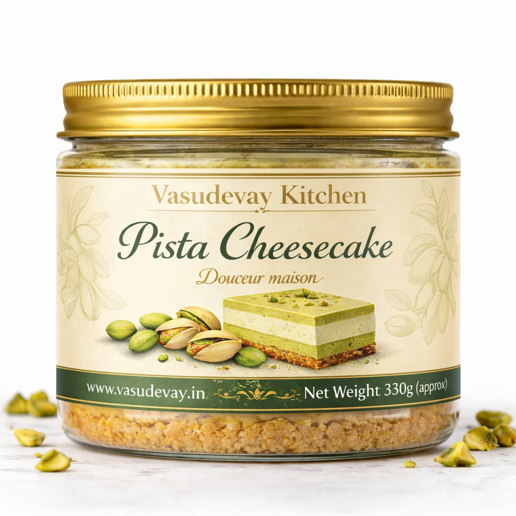 Vasudevay Kitchen Pista Cheesecake jar — fresh pistachio cheesecake in Jaipur